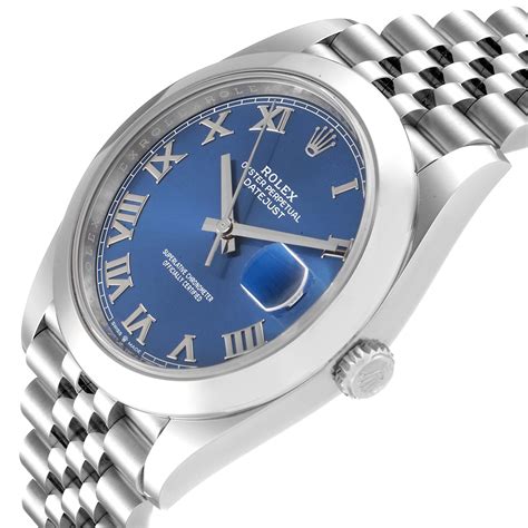 rolex datejust 2 roman numerals blue|Rolex Datejust 41 blue diamond.